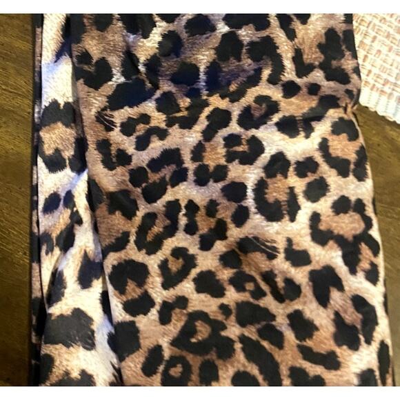 Micas Leopard Cross Gold Chain Cowl Beck Slit Slip Maxi Dress in Medium - Picture 6 of 7